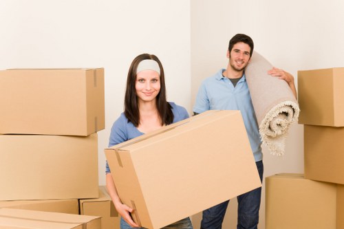 Packed moving boxes and furniture ready for transport by removal companies in Collierswood